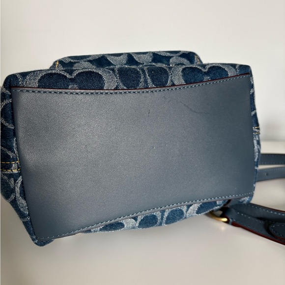 Coach Signature Mini Riya Denim Backpack - Picture 5 of 9
